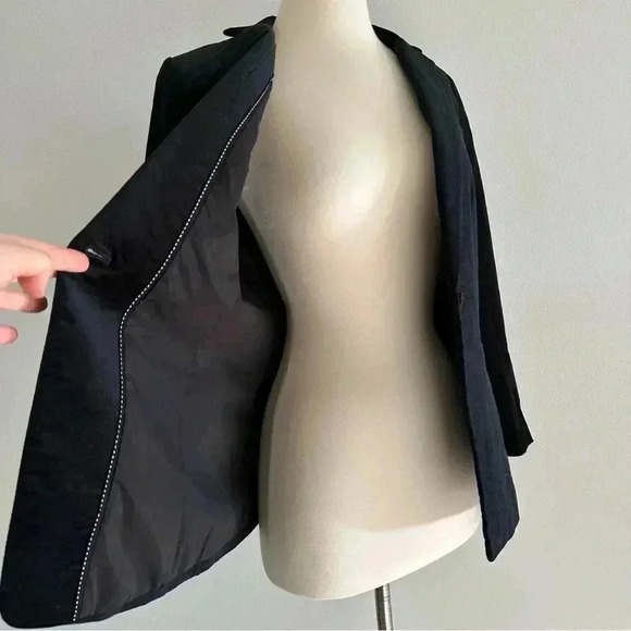 Banana Republic Black Velvet Long And Lean Blazer Jacket Sz 6 - Picture 3 of 10